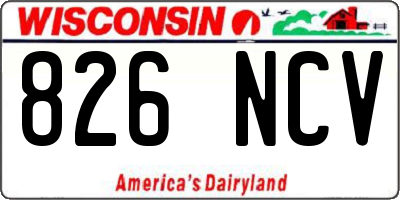 WI license plate 826NCV