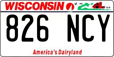 WI license plate 826NCY
