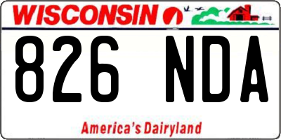 WI license plate 826NDA