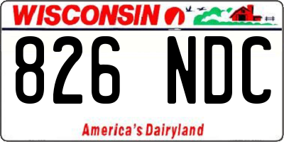 WI license plate 826NDC