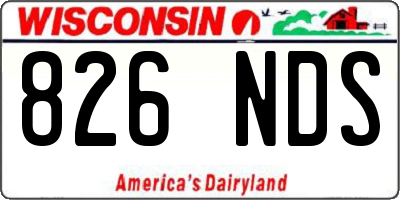 WI license plate 826NDS
