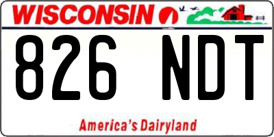 WI license plate 826NDT