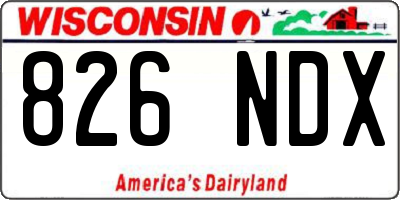 WI license plate 826NDX