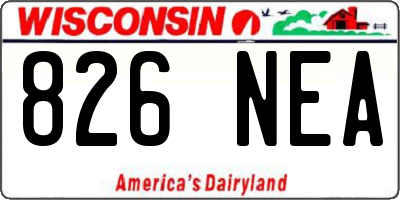WI license plate 826NEA