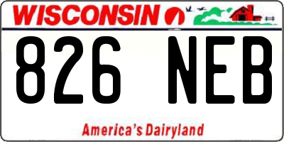WI license plate 826NEB