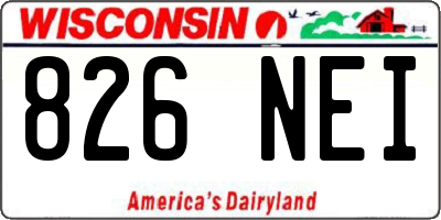 WI license plate 826NEI