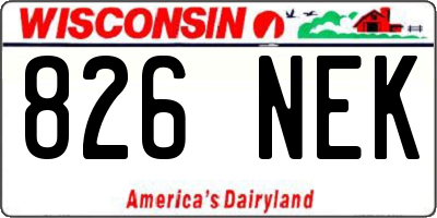 WI license plate 826NEK