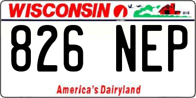 WI license plate 826NEP