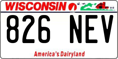 WI license plate 826NEV