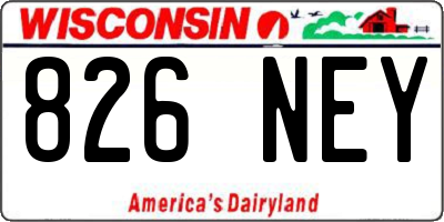 WI license plate 826NEY