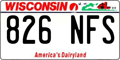 WI license plate 826NFS