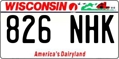 WI license plate 826NHK