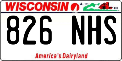 WI license plate 826NHS