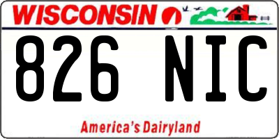 WI license plate 826NIC