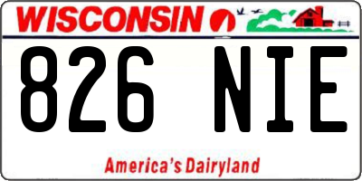 WI license plate 826NIE