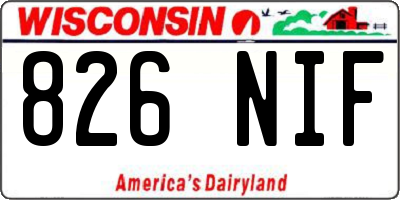 WI license plate 826NIF