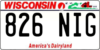 WI license plate 826NIG