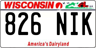 WI license plate 826NIK