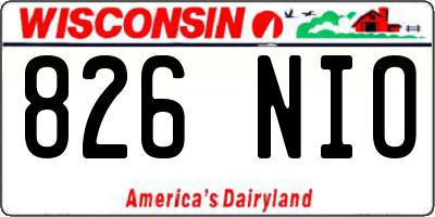 WI license plate 826NIO