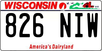 WI license plate 826NIW