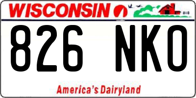 WI license plate 826NKO