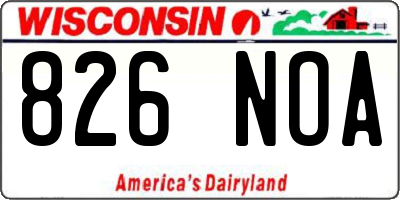 WI license plate 826NOA