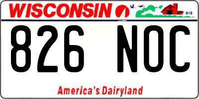 WI license plate 826NOC