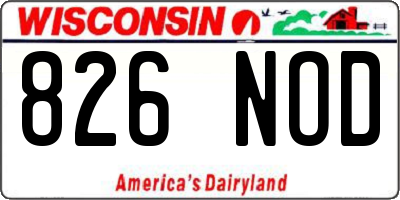 WI license plate 826NOD