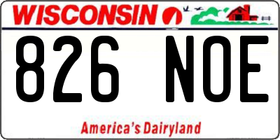 WI license plate 826NOE