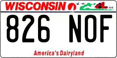 WI license plate 826NOF