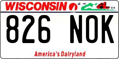 WI license plate 826NOK