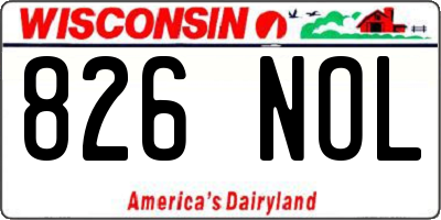 WI license plate 826NOL
