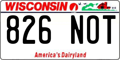 WI license plate 826NOT