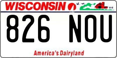 WI license plate 826NOU