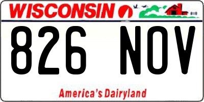 WI license plate 826NOV