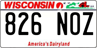 WI license plate 826NOZ