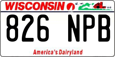 WI license plate 826NPB