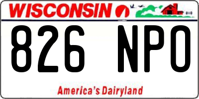 WI license plate 826NPO