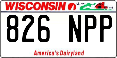 WI license plate 826NPP