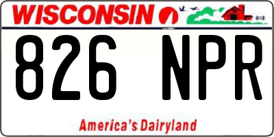 WI license plate 826NPR