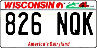 WI license plate 826NQK