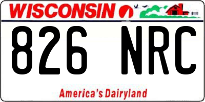 WI license plate 826NRC