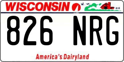 WI license plate 826NRG
