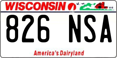 WI license plate 826NSA