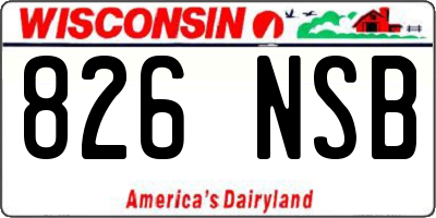 WI license plate 826NSB