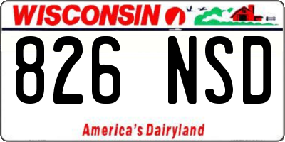 WI license plate 826NSD