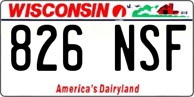 WI license plate 826NSF