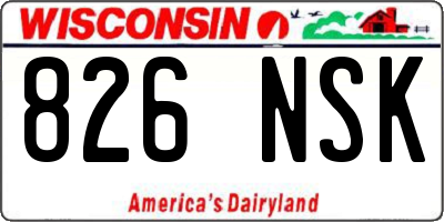 WI license plate 826NSK
