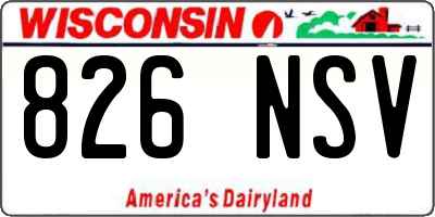WI license plate 826NSV