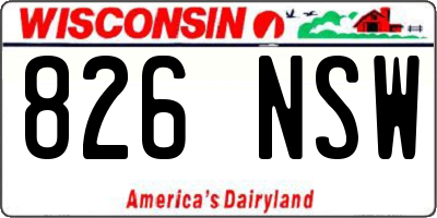 WI license plate 826NSW